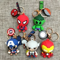 disney marvel avengers creative cartoon character captain america iron man car keychain silicone key chain pendant bag keyring