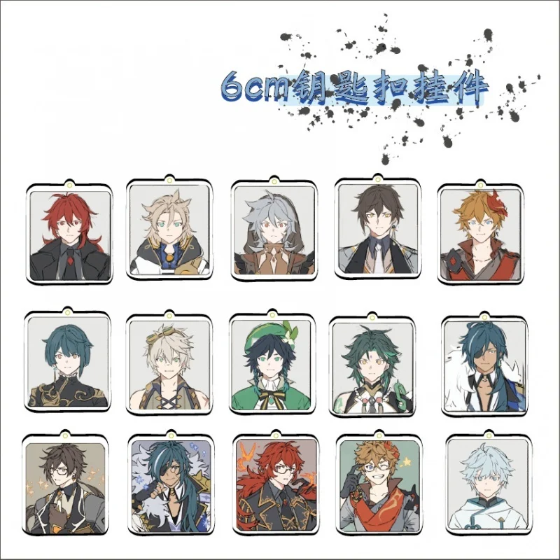 

Аниме Genshin ударная Барбара ганнхилdr Кли Райден Shogun акриловый брелок Подвеска сумка Очаровательное украшение квадратные Мультяшные подарки