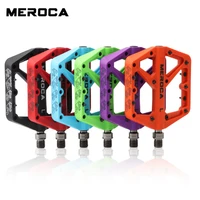 meroca ultralight seal bearings bicycle bike pedals nylon fiber 6 colors big foot cycling pedals flat platform mtb parts