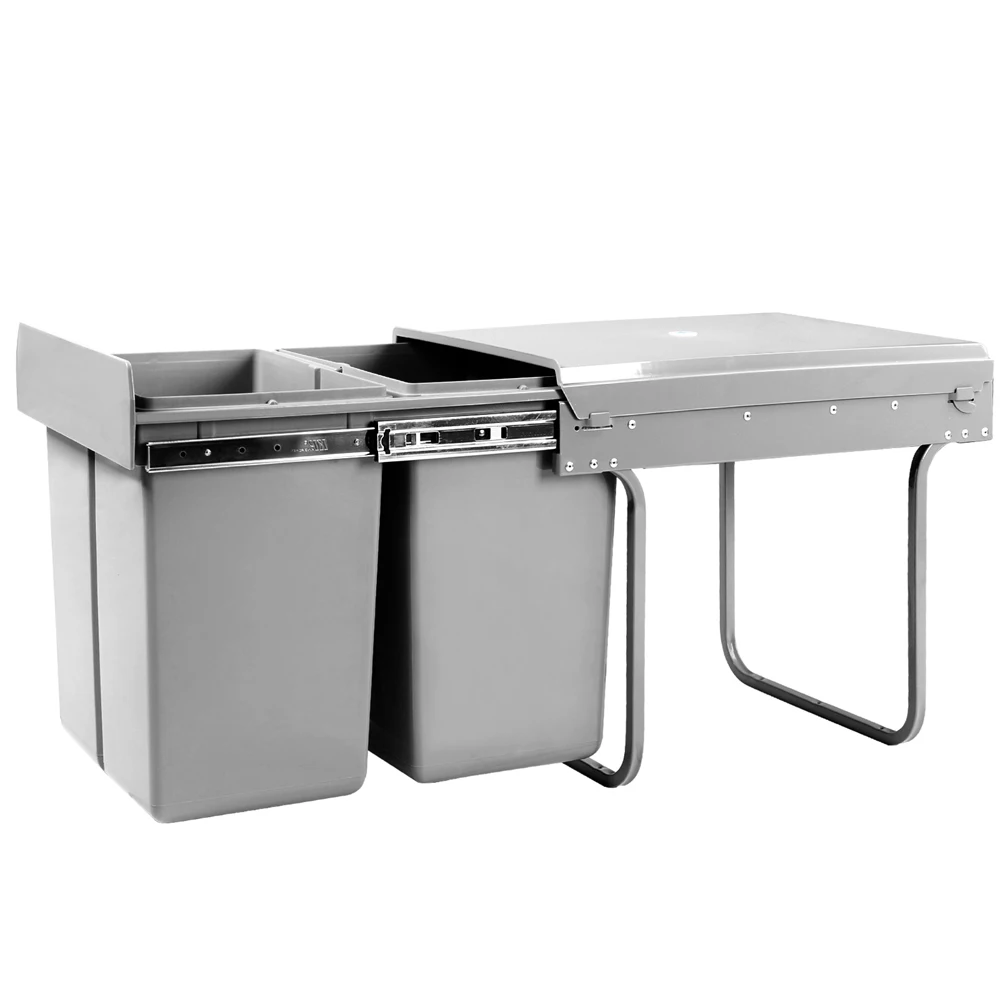 Functional Aesthetical Dual Side Pull Out Rubbish Waste Basket With 2 Compartments 20L Large Capacity Bins V2 | Дом и сад
