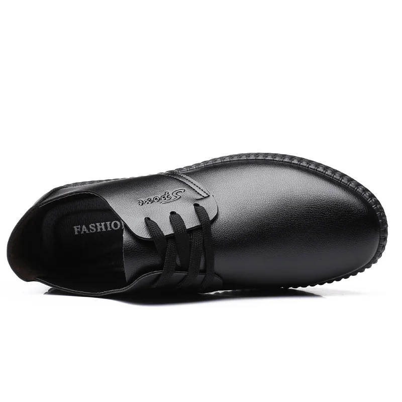 2020 Leather Shoes Men Fashion Casual Ligheweight Lace-up Footwear KITLELER Non-slip Moccasins Chaussure Homme | Обувь