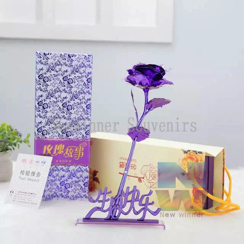 

24K Gold Foil Rose Flower Creative Gift Emulated Flower Valentine's Day Gift Single Gold-plated Rose Bouquet Box Home Decro