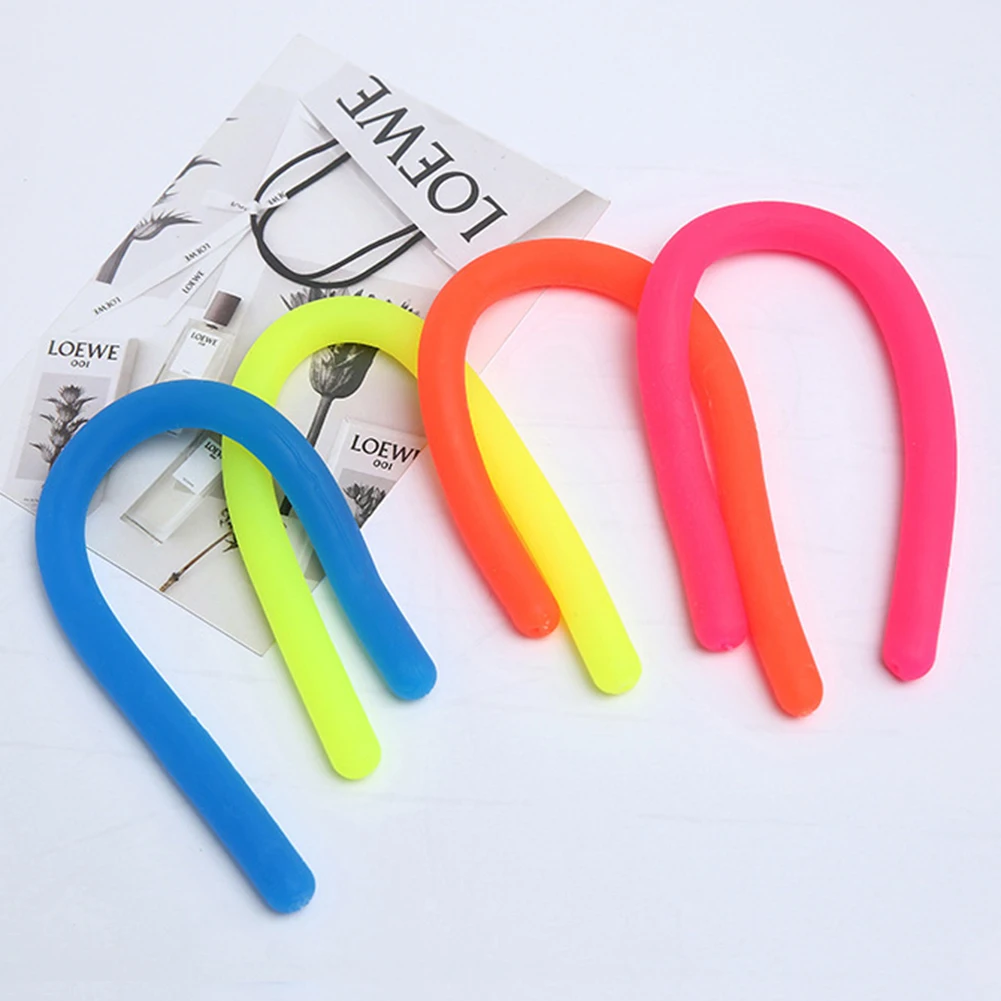 

6pcs TPR Soft Noodle Elastic Rope Toys for Kids Decompression Artifact Vent Rope Neon slings anti-stress toys Random Colors