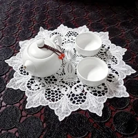 table place mat white lace embroidery round coffee coaster placemat tea pad macrame kitchen mat for dining weding decoration