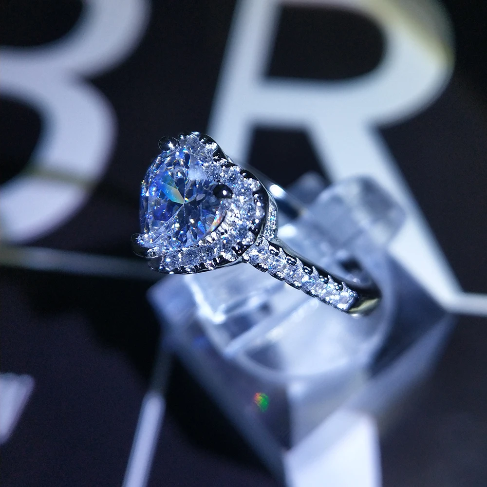 0.8CT 1.2CT создания Свадебные обручальные кольца для женщин 925 стерлингового серебра