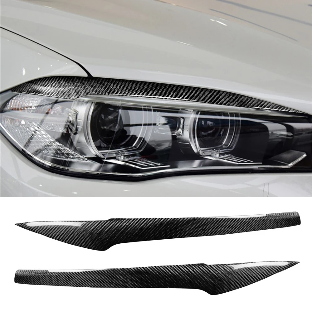 

Real Carbon Fiber Front Headlight Eyelids Eyebrow Decoration Trim for BMW X5 X6 F15 F16 2014-2018 Exterior Car Accessories