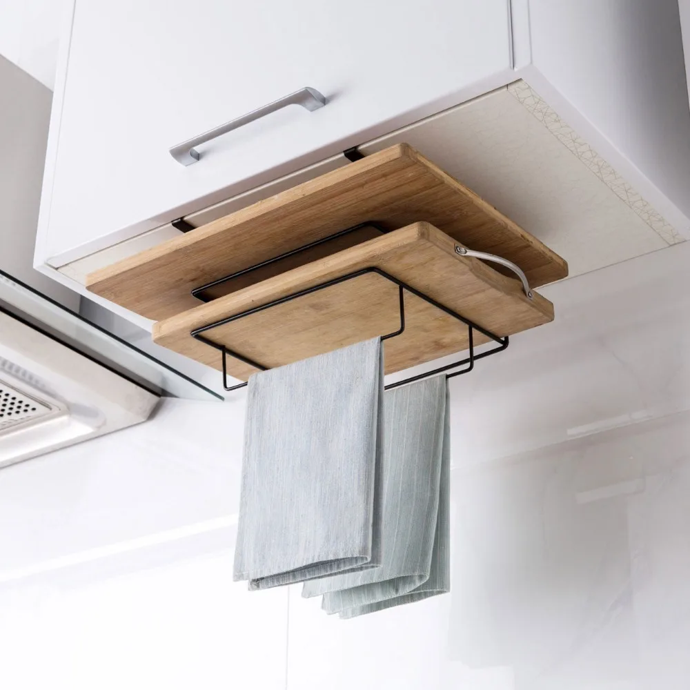 

Kitchen Storage Shelf Rack Cutting Board Holder Dish Cloth Rag Holder Cupboard Hanging Shelves Iron Kitchen Organizer