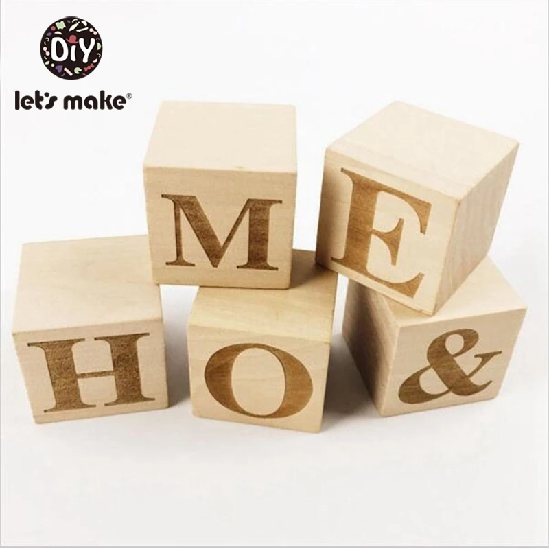 Квадратные деревянные кубики с буквами 5 шт./компл. 40 мм цельные блоки украшения