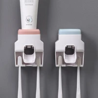 creative multicolor automatic toothpaste dispenser wall mounted toothpaste squeezer for bathroom accessories toothbrush holder