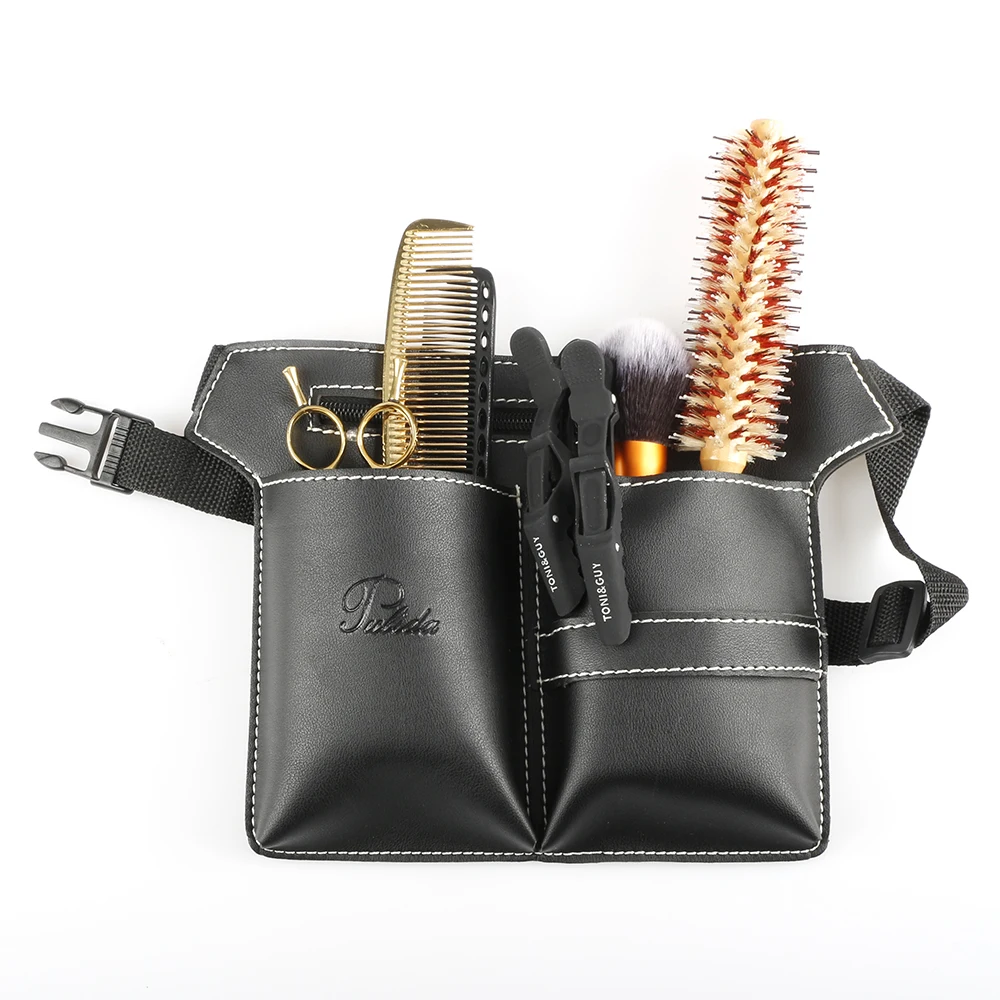 

High Quality PU Leather Hairdressing Tools Bag Adjustable Salon Hairdresser Waist Bag Scissor Pouch Bag For Salon Styling Tools