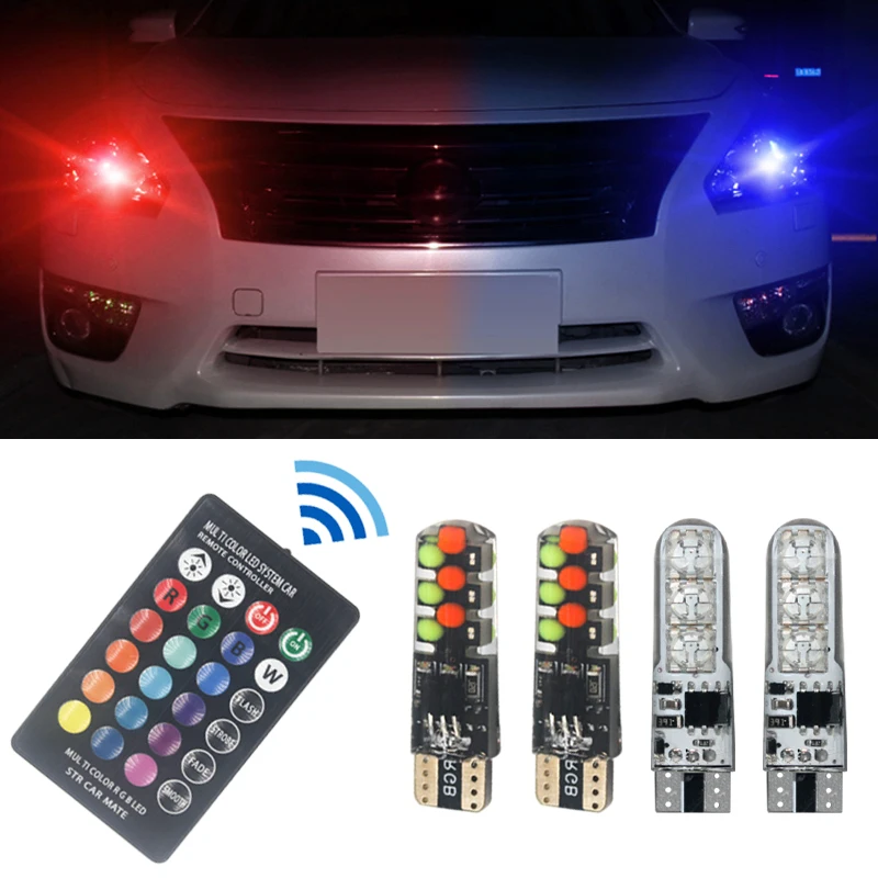 

T10 RGB W5W Led 194 168 Canbus Car Clearance lights COB 12SMD With Remote Controller Flash/Strobe Lamp Wedge Reading Light
