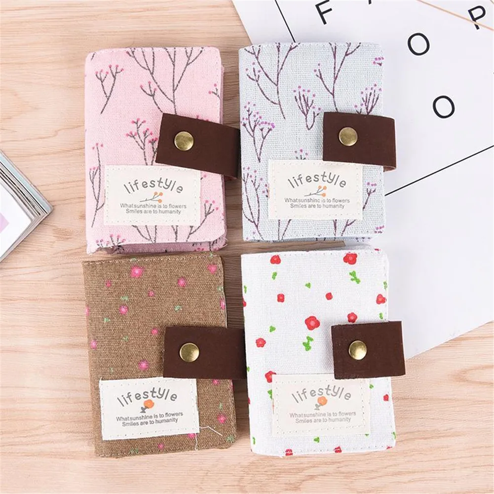 

1Pc Fashion Women 20 Slots Floral Credit Card Holder ID Business Bank Card Wallet Cash Holder Canvas Credit Card Holder Bag