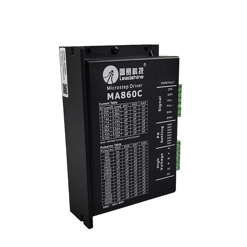 

Leadshine 2-phase stepper driver MA860C input 36-80VAC 1.8-7.2A control NEMA34/23 stepper motor