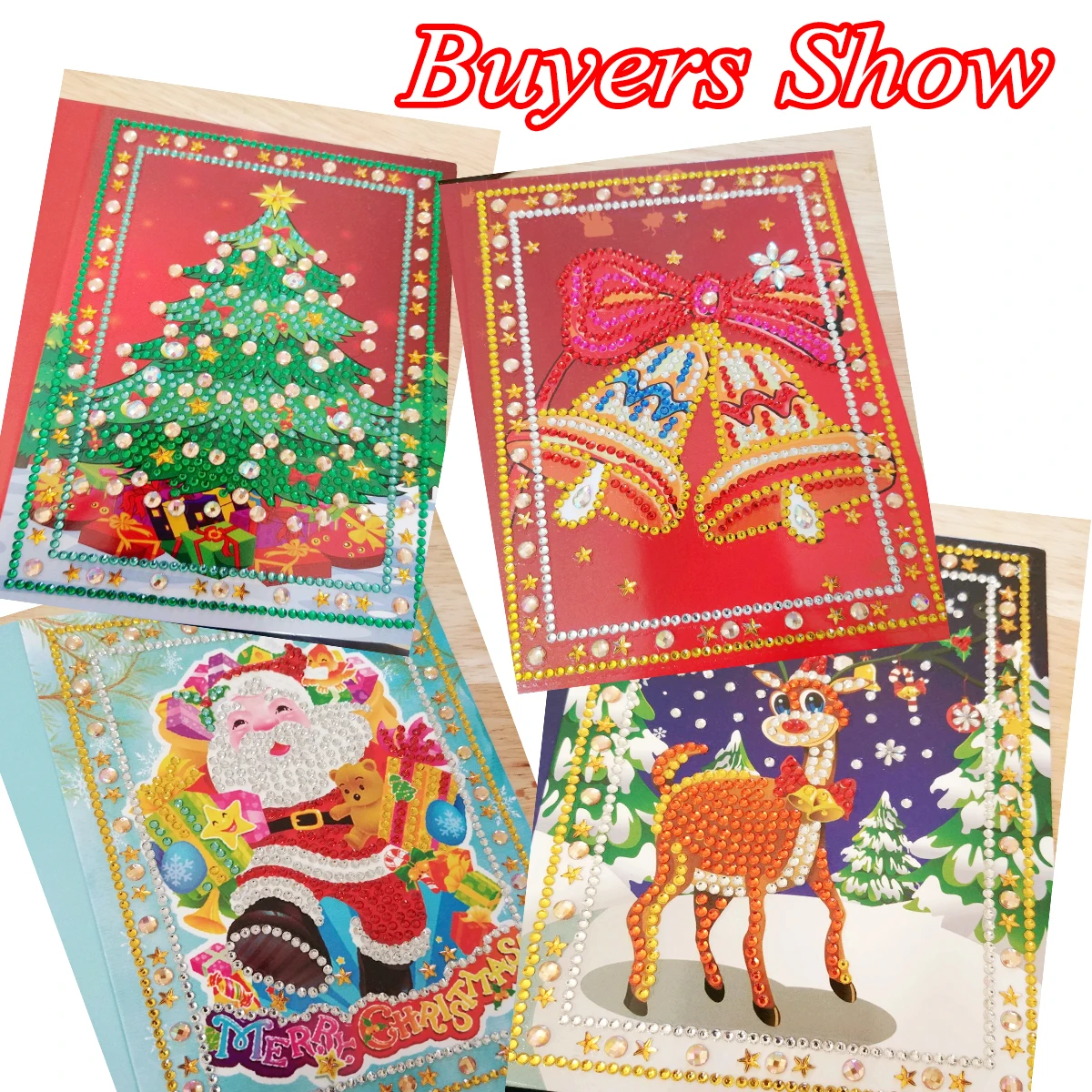 8 упаковок Рождественская открытка DIY Алмазная картина круглые стразы Новогодняя