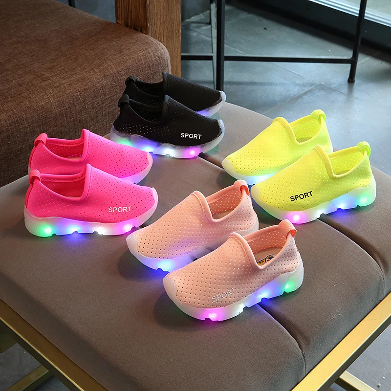 

Summer Boys Air Mesh Sneakers Girls Kids LED Shoe With Lights Sneaker Spring Autumn Shoe Children Toddler Baby Girl Sports Shoes