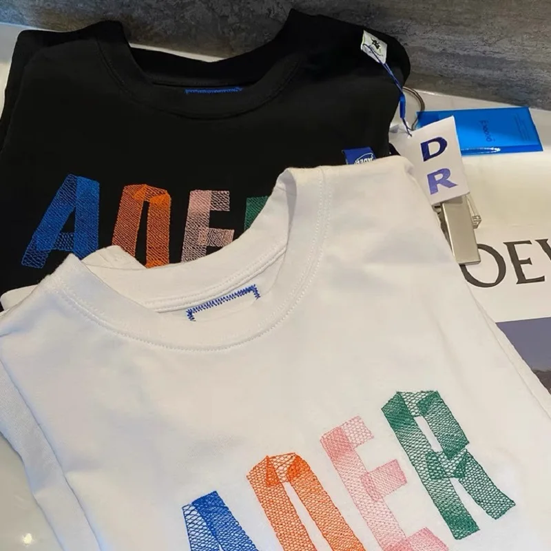 

Korea Style T-shirt Color Letter Embroidery Cotton Top Adererror Men Women 1:1 Ader Error Casual Couple Oversized Alt T shirt
