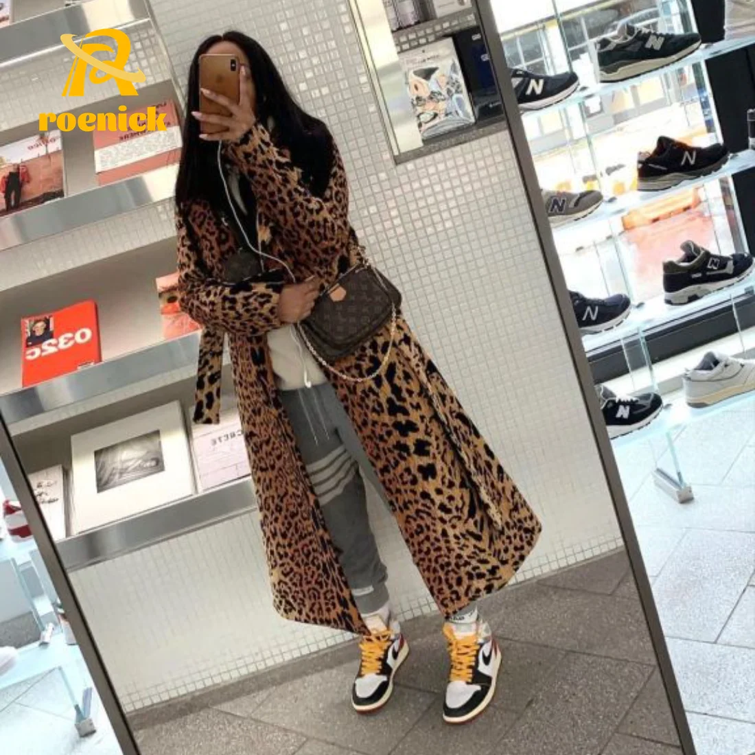 Женский весенний длинный двубортный Тренч ROENICK Женская облегающая модная крутая