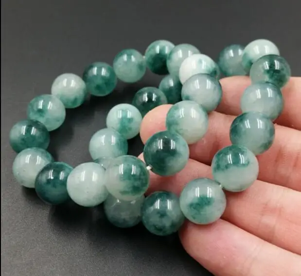 Natural Emerald Round Bead Bracelet Fashion emerald floating flower bracelet 14mm hand string Jades | Украшения и аксессуары