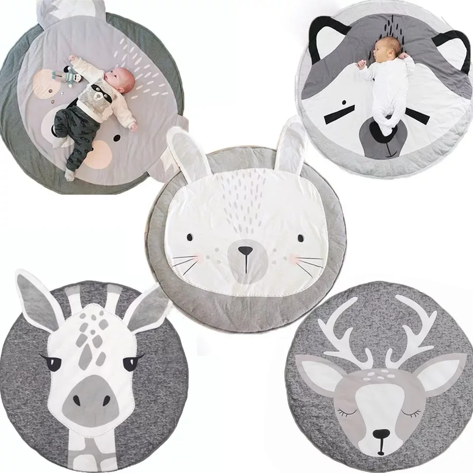 

Baby Play Mats Kids Rugs Thick Cotton Toddler Crawling Mat Pads Baby Room Carpet Round Giraffe Rabbit Playmat Animal Blanket