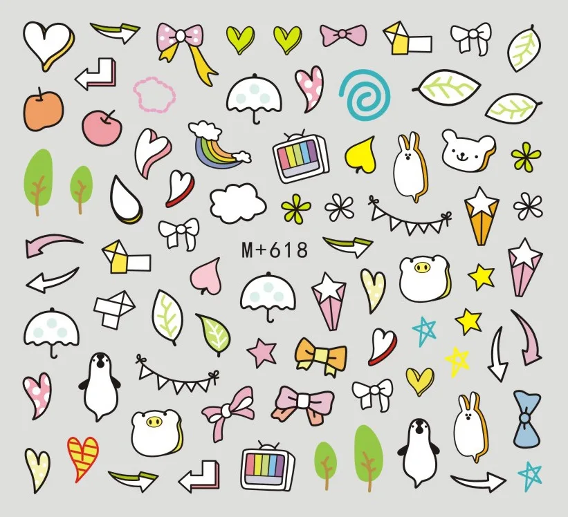 1 лист наклейка для водяного переноса изображения на ноготь завод милый кролик DIY