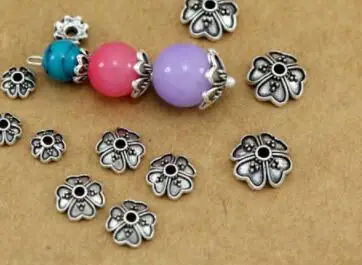 50 шт./лот тибетские серебряные антикварные цветочные бусины россыпью