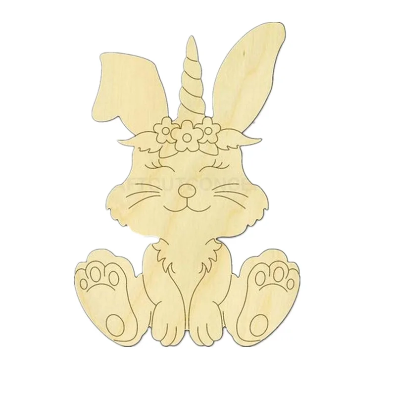 

20pcs 4inch laser cut wood diy craft kit rabbit toy easter bunny
