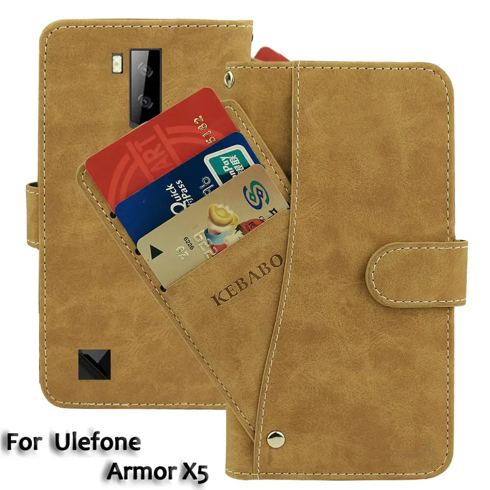 Кожаный бумажник Ulefone Armor X5 чехол 5 &quotФлип Ретро роскошные чехлы с отделениями для