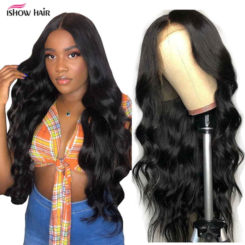 Парик Ishow Body Wave парики из человеческих волос на сетке спереди для черных женщин 13x4