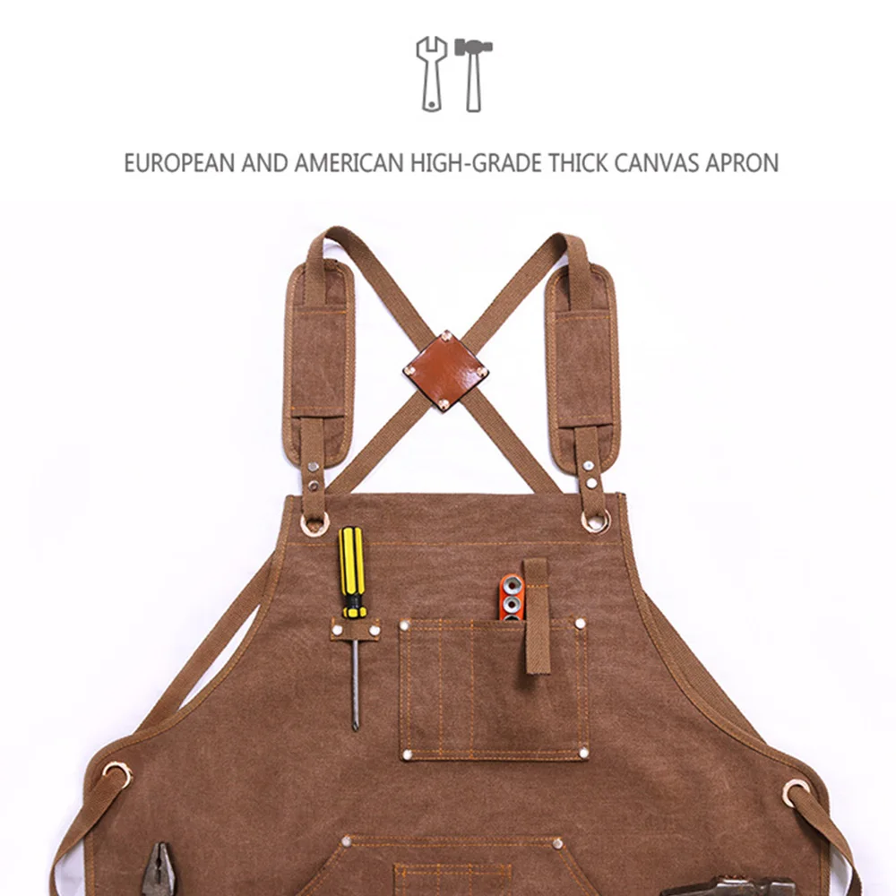 

Woodworking Aprons Heavy Duty Waxed Canvas Work Apron with Pockets Carpenter/Blacksmith Shop Apron for Men Gift