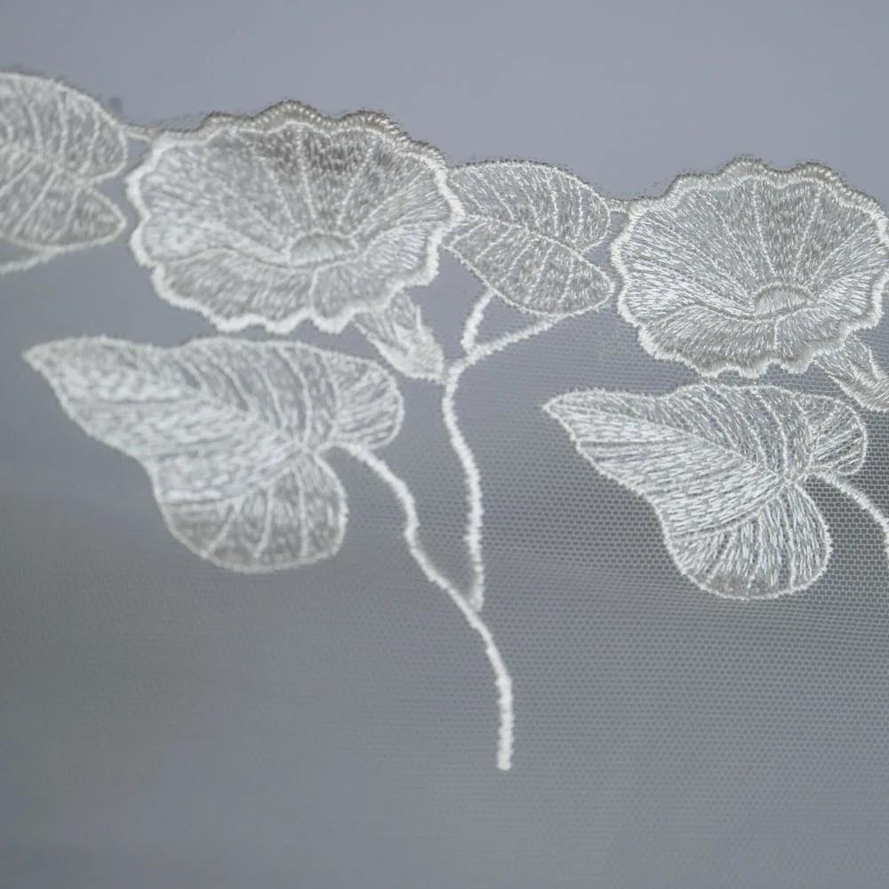 12 см * 1 ярд белая вышивка с цветком лотоса кружевная отделка для одежды