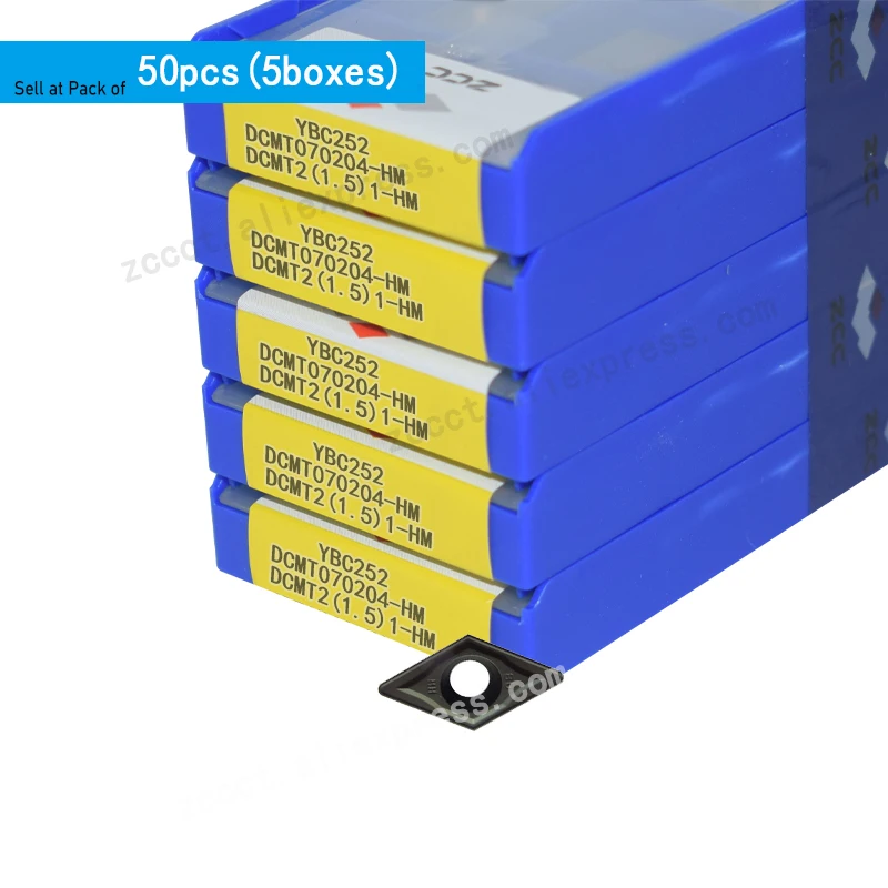 50 шт. ZCC DCMT070204-HM YBC252 DCMT07 DCMT 070204 HM DCMT0702 вставка CNC режущий инструмент токарные