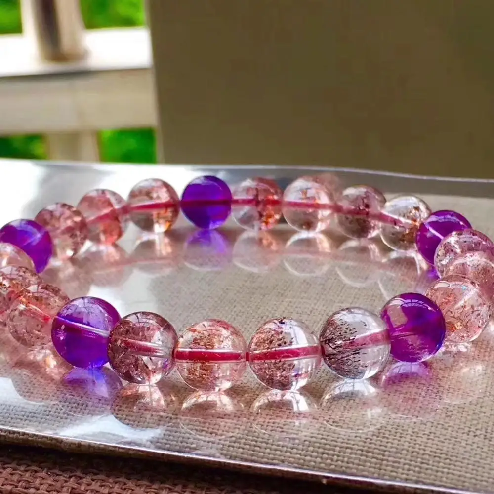 Natural Red Super Seven 7 Lepidocrocite Quartz Rutilated Crystal Round Beads Bracelet 8.5mm Women Men AAAAAA Certificate | Украшения и
