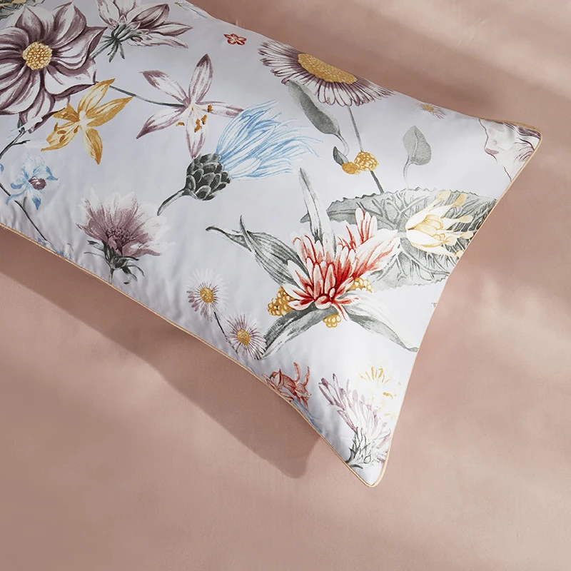 Роскошный комплект постельного белья Liv-Esthete из 100% шелка с цветами шелковистый