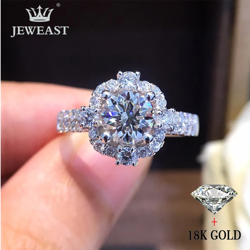 Кольцо с натуральным бриллиантом 18K золото чистое красивое кольцо драгоценными