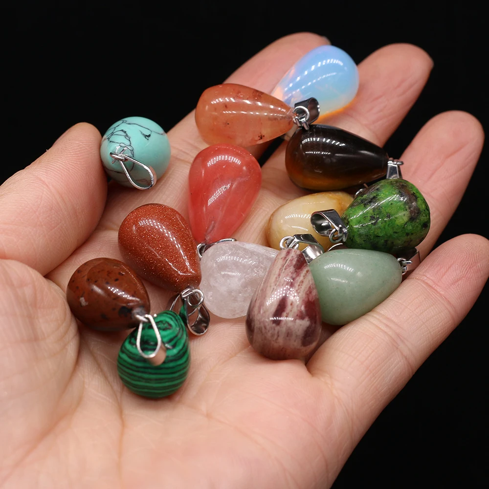 

Randomly Send Colored Natural Semi Precious Stone Water Droplet Shaped Pendants for Jewelry Making Necklaces Earrings Accessorie