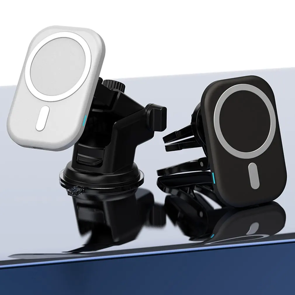 

Wireless Charger Car Magnetic Bracket Multi-protection LED Lights Innovative Tail Clamp Stand For IPhone 12