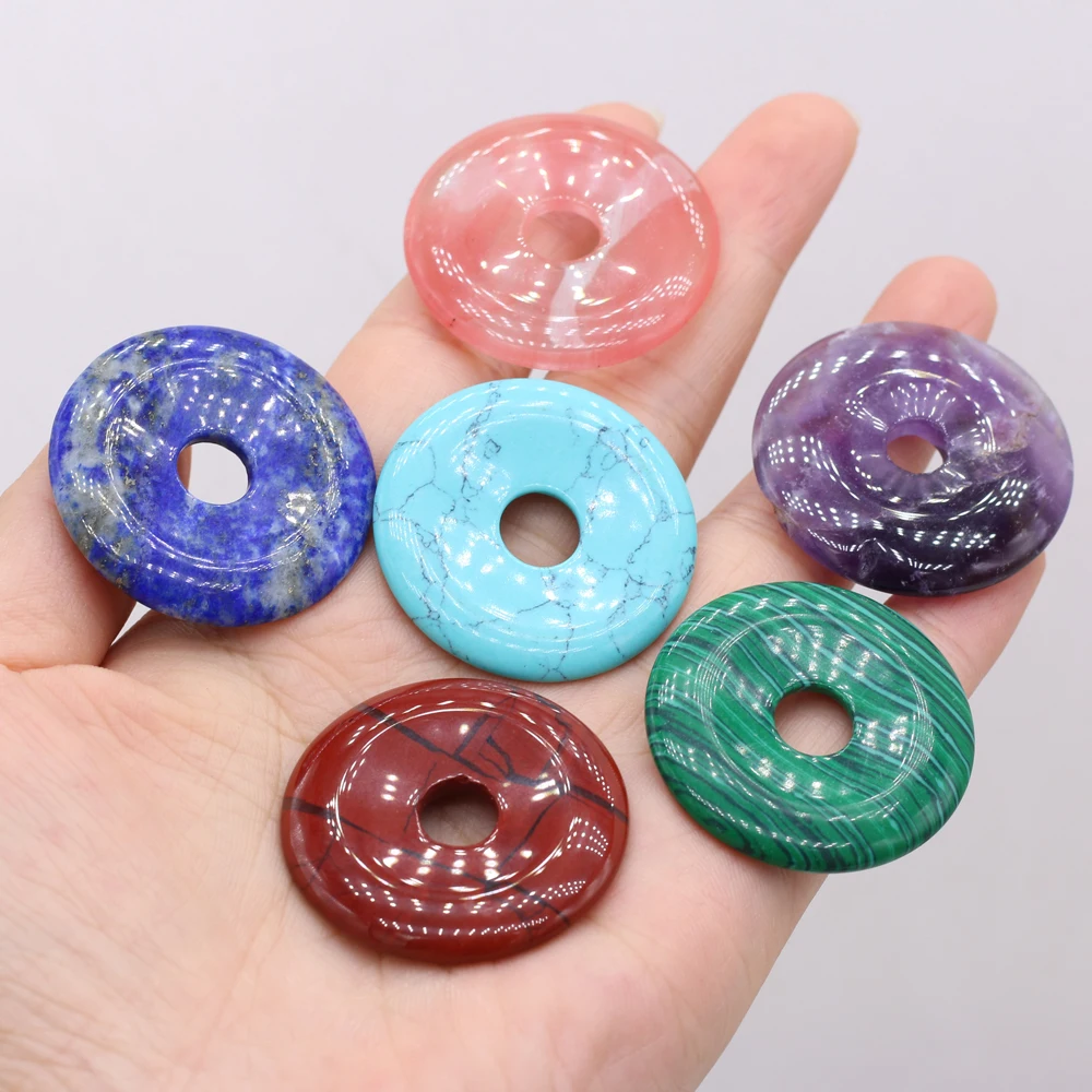 

Natural Semi-precious Stone Large Hole Beads 35x35mm DIY for Making Jewelry Necklace Accessories Gift