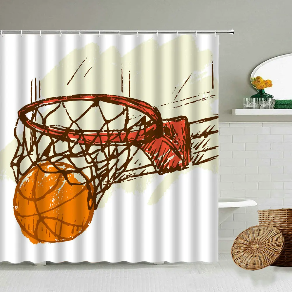 Спортивная душевая занавеска для баскетбола футбола креативный дизайн