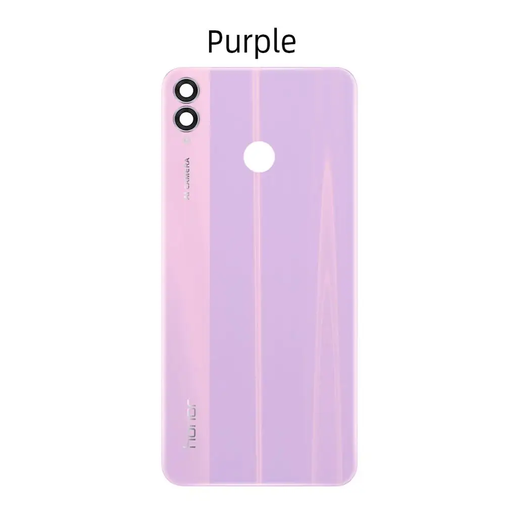 Задняя стеклянная панель Задняя крышка для Huwei Honor 8X задняя крышка с объективом Cemara для Honor 8X крышка батареи запасные части - Цвет: Purple