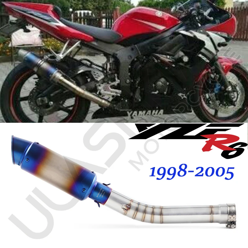

Motorcycle Exhaust Escape Muffler Middle Front Lik Pipe Slip On Slip On For Yamaha YZF 600 YZF-R6 R6 1998 to 2005 Exhaust