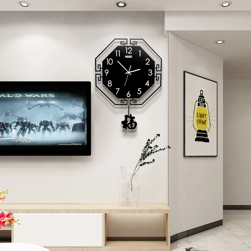 Счастливая настенные часы Современная дизайнерская одежда в китайском стиле