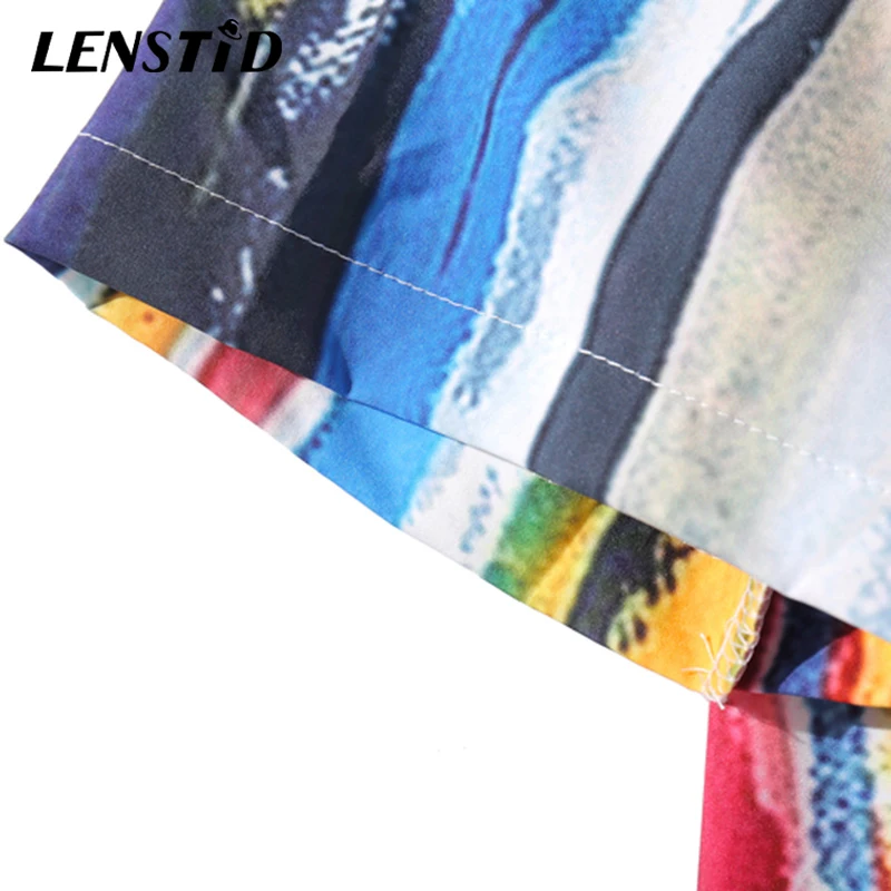 Мужская пляжная рубашка LENSTID в радужную полоску гавайская стиле хип-хоп уличная