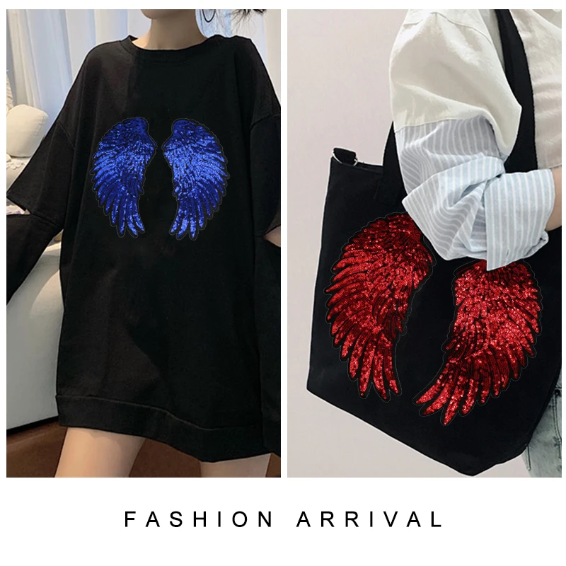 1 пара большие блестки крылья ангела нашивки аппликация на одежду для джинсов