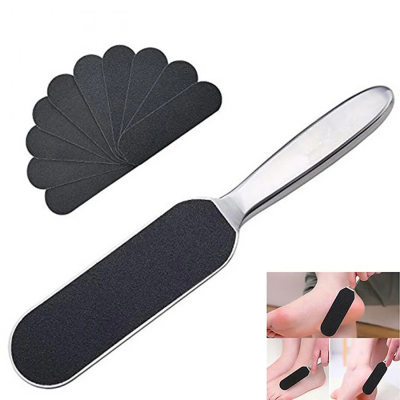 

11pcs/Set Pedicure Feet Care Metal Handle Foot and Coarse of Fine and Refill Files Grit Sanding Grit Cloth Rasp