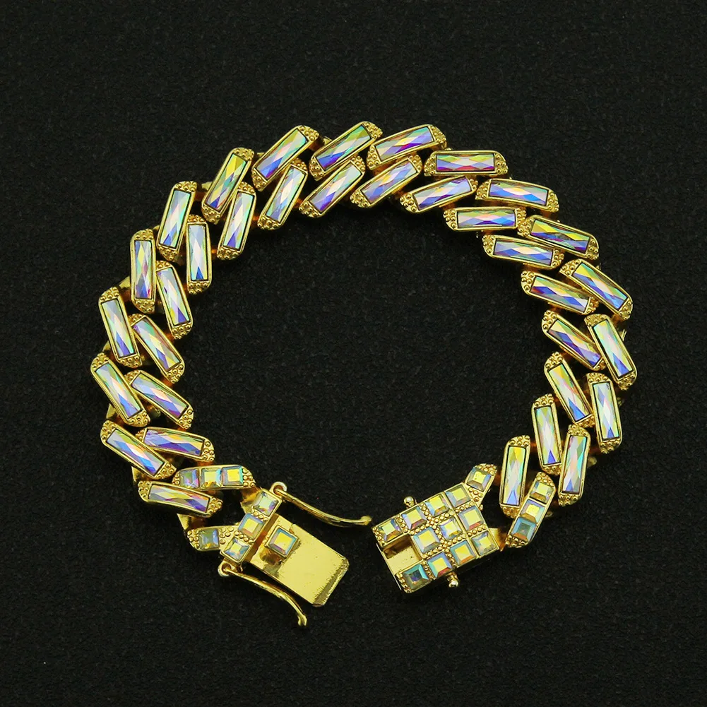 

Domineering European and American Hip-hop Colored Diamond Men's Bracelet Light Luxury Personality Exaggerated Male Bangle