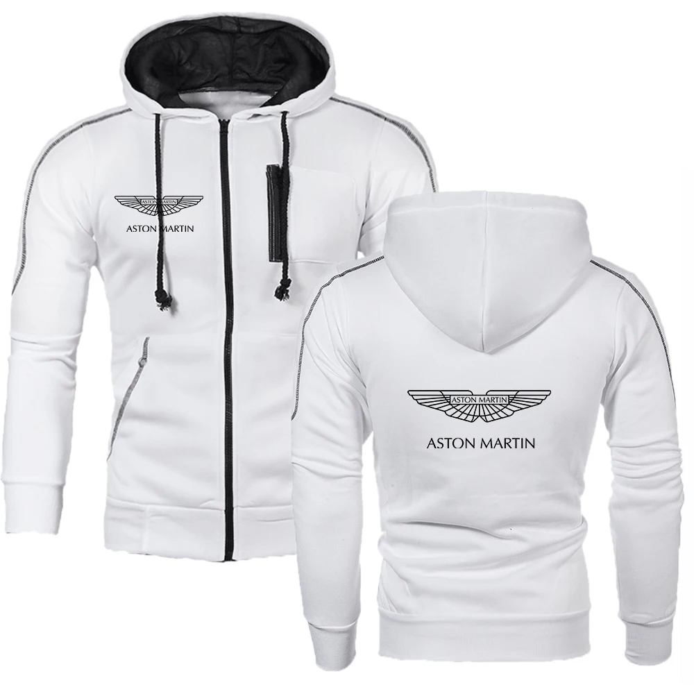 

2021 autumn and winter men's ASTON MARTIN car logo tide brand printed hoodie casual sports sweater pocket zipper pullover hoodie