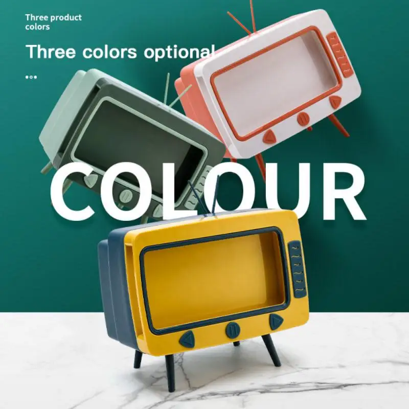 

Large-size Home Tv Tissue Box Plastic Desktop Pumping Box Cute Mobile Phone Viewing Bracket Living Room Storage Box For Space