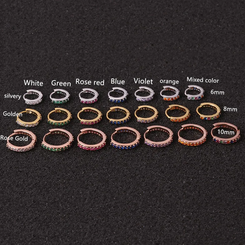TTLIFE круглые серьги хомуты разных цветов с фианитами Huggie Helix Tragus Rook Daith Snug Conch