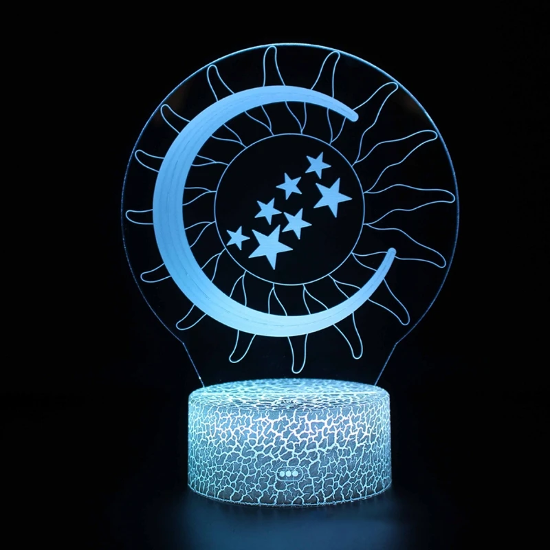

Eid Mubarak Moon Pattern Desktop Night Light Touch Switch Color Change Bedroom