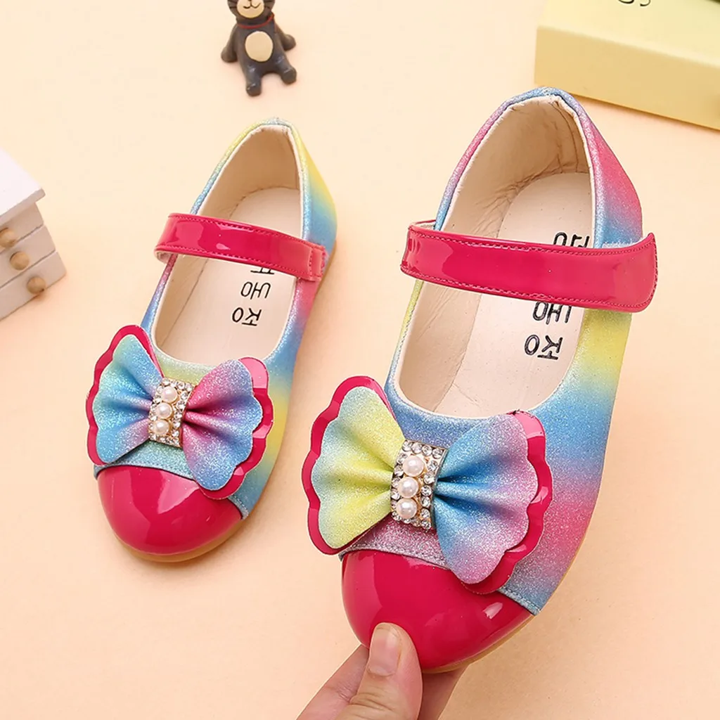 Kids Shoes For Girls Shoes Children Kids Casuals Shoe Baby Girl Pearl Bowknot Bling Single Princess Casual Shoes Zapatillas Nino
